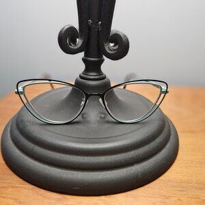 Red Rose by OGI, Vittoria Double-Rim EyeGlass Frames, Black and Aqua